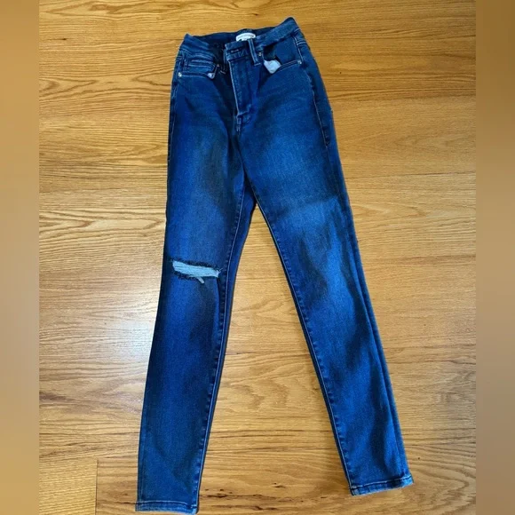 Good American Always Fits Good Dark Blue Skinny Jeans. Brand New. Size 00-4 - Picture 1 of 5